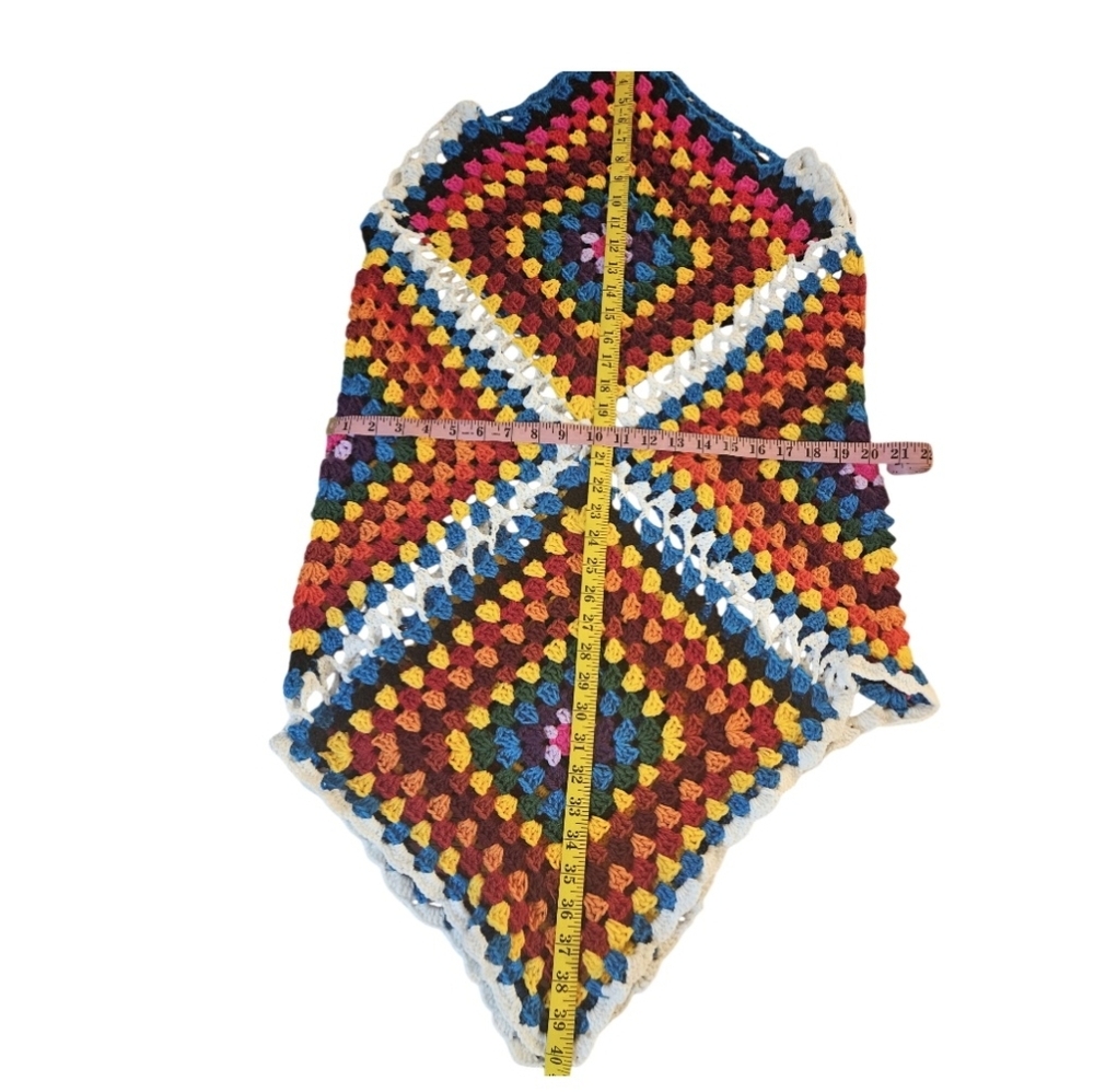 Sustainable Handmade Grannycore Crochet Dress Boho Festival Rainbow Cover-Up - Picture 11 of 17